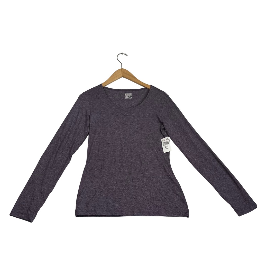 32 Degrees Heat Women Medium Purple Heathered Long Sleeve Scoop Neck Thermal Top